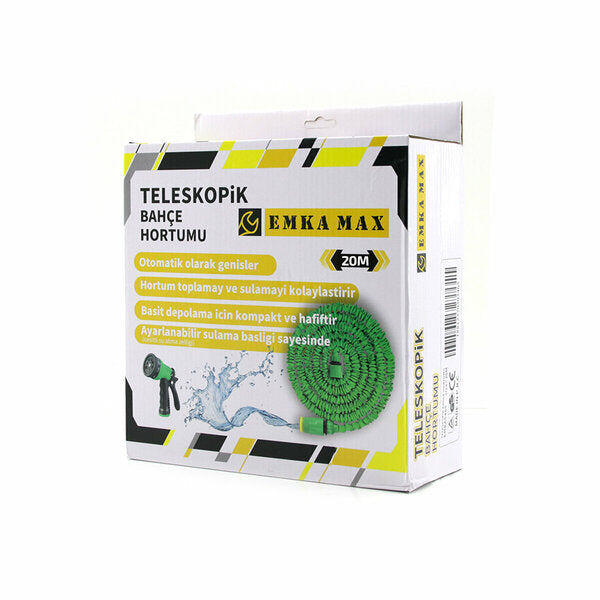 20MT TELESKOPİK UZAYAN BAHÇE HORTUMU 7 FONKSİYON AYARLI TETİKLİ TABANCA (5643)