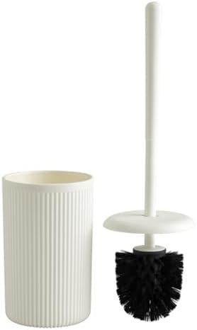 Beyaz-Siyah-Bej Çizgili Lüks Tuvalet Fırçası Seti – 30 cm Uzunluk | Modern, Şık ve Dayanıklı Banyo Aksesuarı | Kaymaz, Hijyenik Tasarım (Beyaz)