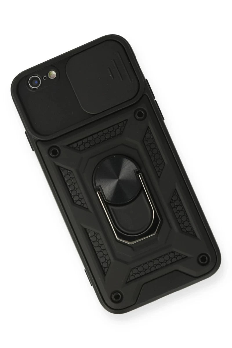 Apple iPhone 6 Kılıf Pars Lens Yüzüklü Silikon - Siyah