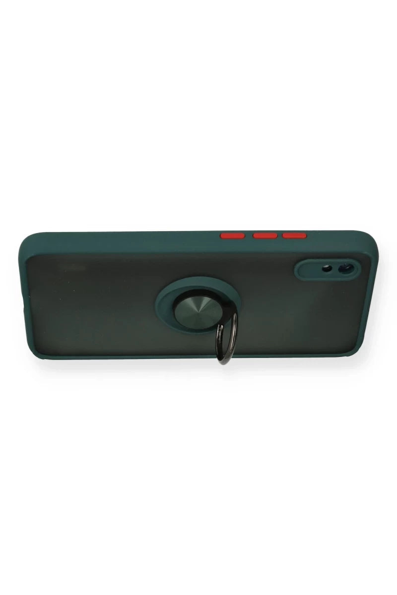 Xiaomi Redmi 9A Kılıf Montreal Yüzüklü Silikon Kapak - Yeşil