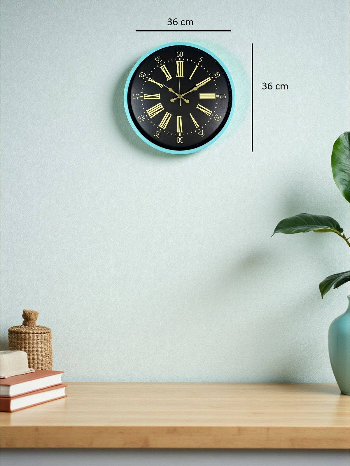 36 Cm Turkuaz Dekoratif Duvar Saati