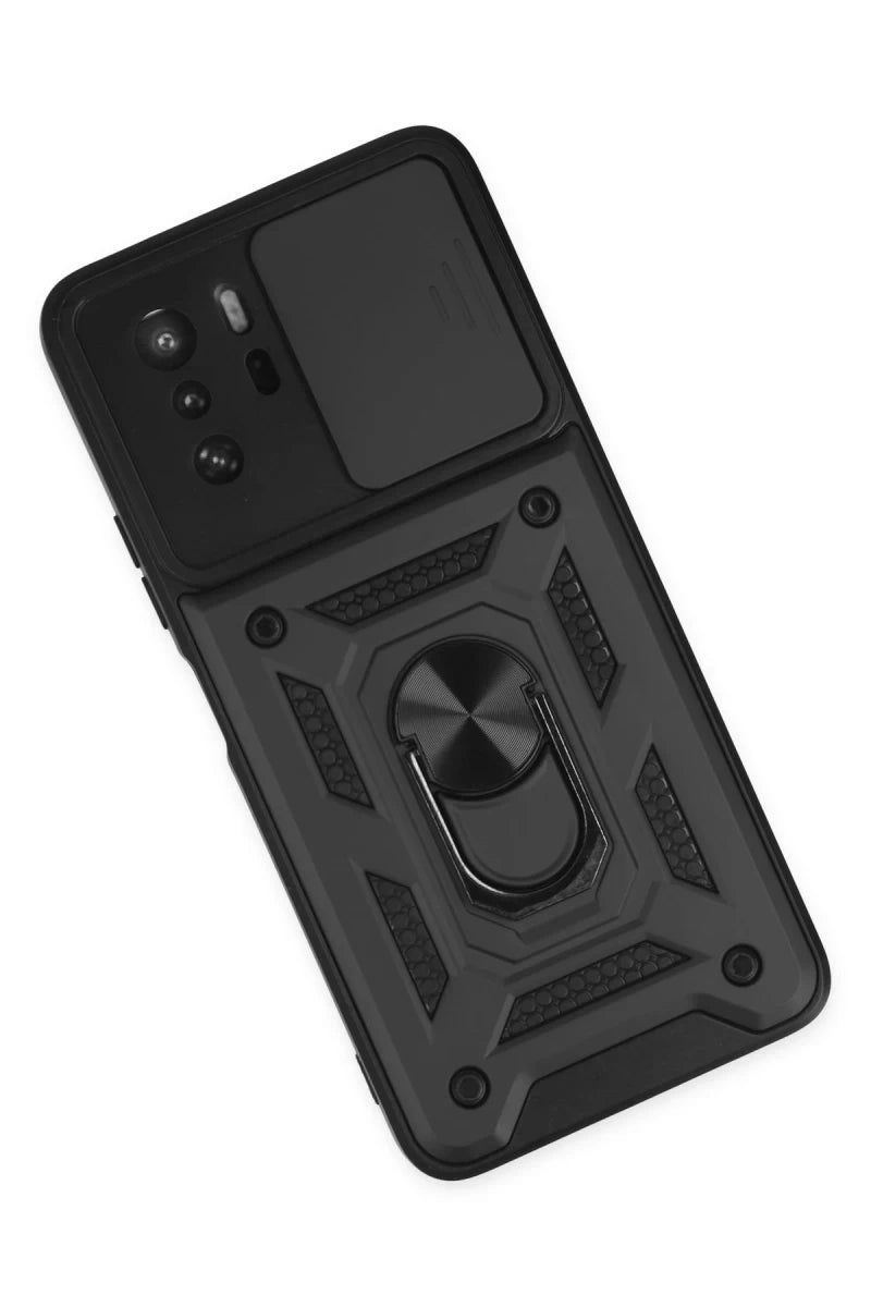 Xiaomi Poco X3 GT Kılıf Pars Lens Yüzüklü Silikon - Siyah
