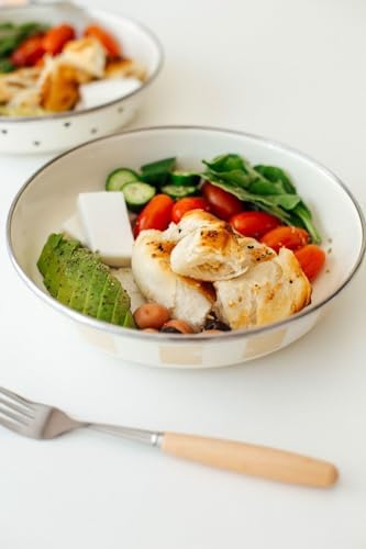 Beige Emaye Bowl Tabağı - Bowl Kase - Salata Kasesi - Sunum Kasesi