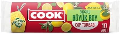 Büzgülü Kokulu Çöp Torbası, Büyük Boy (Limon) 65 x 70 cm (10 Adet/Rulo)