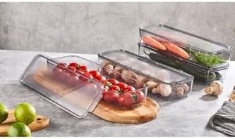Mina Organizer Plastik Raf, Şeffaf Füme Kapaklı 4 X 750 Ml, Füme