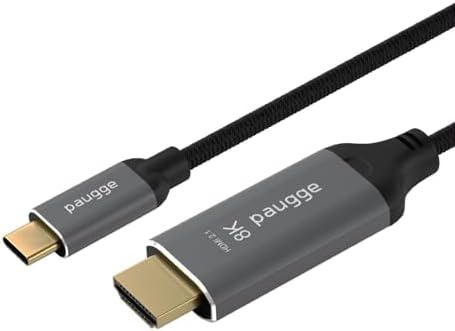 Paugge USB C to HDMI Kablo - 8K60Hz, 4K 144Hz/120Hz/60Hz, Thunderbolt 5/4/3 Uyumlu, HDMI 2.1, HDR, HDCP2.3, DSC, 2 Metre (CHD21-PRO)