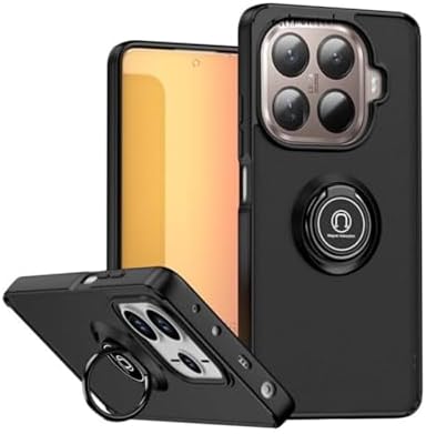 PSR Aksesuar Xiaomi Mi 15T Pro Uyumlu Kılıf – Mat Parmak İzi Yapmaz, Renkli Tuşlu, Yüzüklü Standlı Military Armor Kapak (Siyah, Xiaomi Mi 15T Pro)