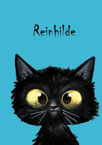 Reinhilde: Personalisiertes Notizbuch, DIN A5, 80 blanko Seiten mit kleiner Katze auf jeder rechten unteren Seite. Durch Vornamen auf dem Cover, eine... Coverfinish. Über 2500 Namen bereits verf