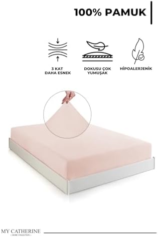 Lastikli & Hipoalerjenik Çarşaf%100 Pamuk Penye Kumaş Somon 160x200, LUXCARSAF