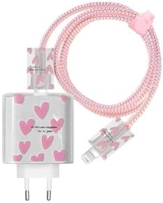 iPhone 18w/20w ile uyumlu Pembe Love Şarj Aleti Kılıfı, Şarj Kablosu Örme Aparatı, Toparlayıcı, Kablo Koruyucu