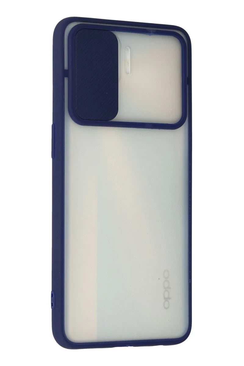 Oppo Reno 4 Lite Kılıf Palm Buzlu Kamera Sürgülü Silikon - Lacivert