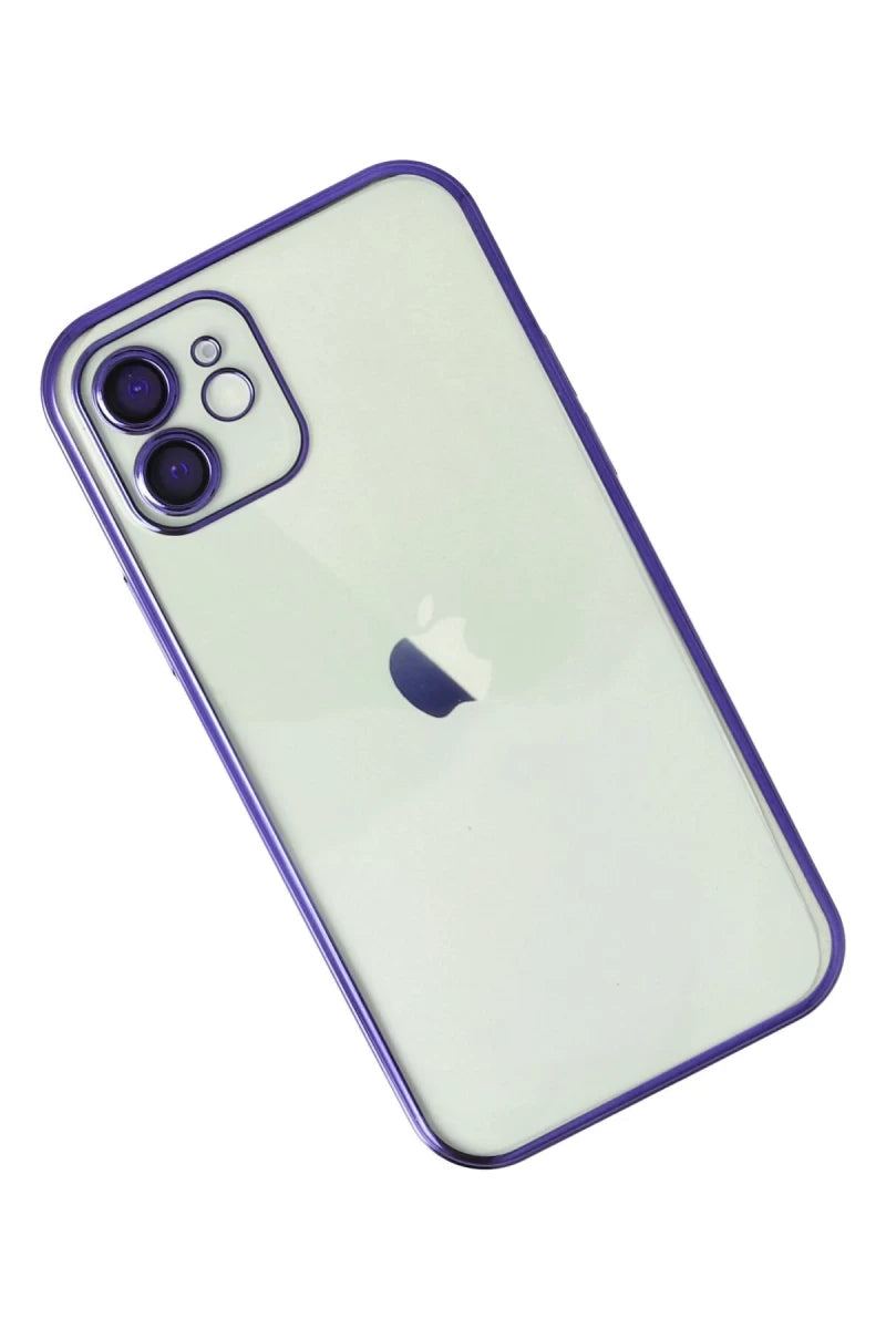 Apple iPhone 12 Kılıf Razer Lensli Silikon - Mor
