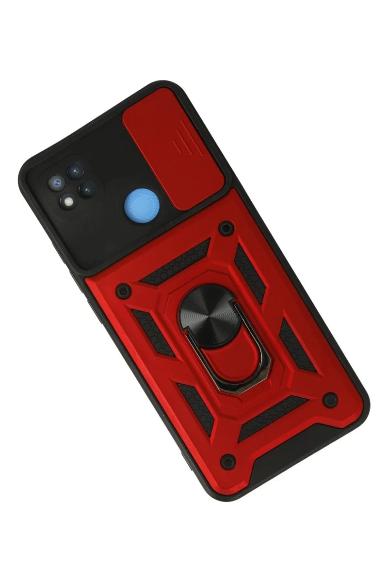 Xiaomi Redmi 9C Kılıf Pars Lens Yüzüklü Silikon - Kırmızı