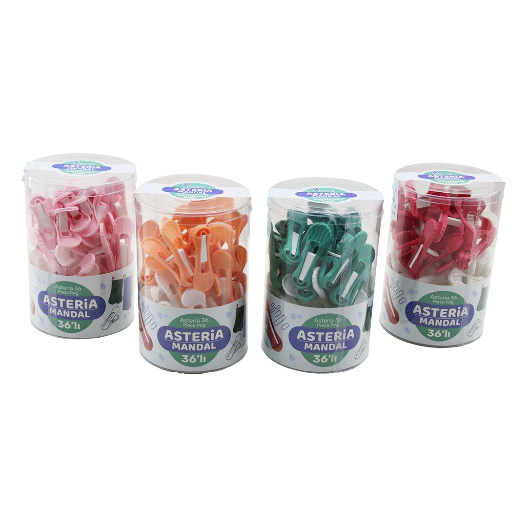 36PCS YAYSIZ PLASTİK RENKLİ MANDAL KUTULU (5643)