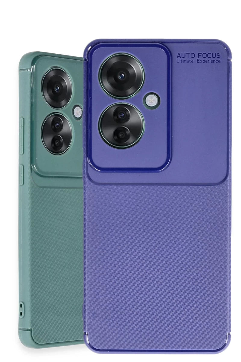 Oppo Reno 11F Kılıf Auto Focus Karbon Kapak - Koyu Yeşil