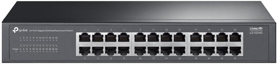 TP-Link LS1024G | 24 Port Gigabit Switch | Masaüstü & Rackmount | Tak ve Çalıştır | QoS Desteği | Enerji Verimli | Sessiz Fansız Tasarım | Metal Kasa | 10/100/1000 Mbps
