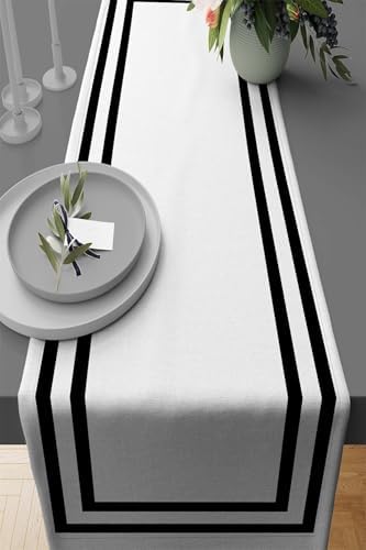 40X140Cm Klasik Çerçeveli Tay Tüyü Dokuma Premium Leke Tutmaz Kumaş Masa Örtüsü Runner Rnr321