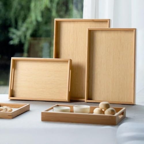 Bambu Servis Tepsisi Seti, Doğal Ahşap, 3'lü Set, Küçük-Orta-Büyük, Kahvaltı ve Sunum için