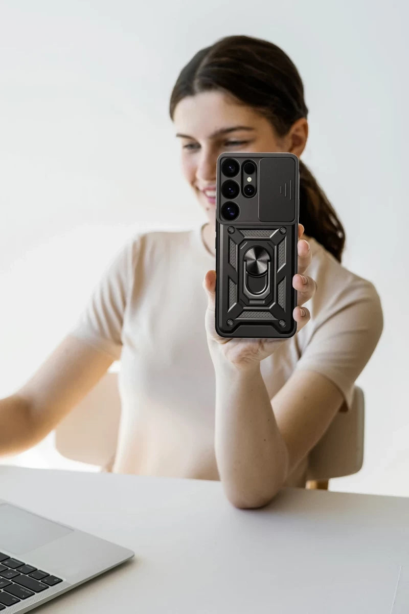 Samsung Galaxy S25 Ultra Kılıf Pars Lens Yüzüklü Silikon - Lacivert