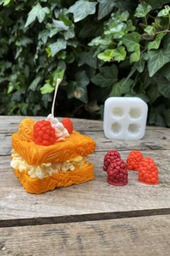 Böğürtlen Dörtlü Mum Kalıbı (Silikon) (2 x 1,7 x 2 cm) (Küçük Süsleme Kalıbı) 1 Adet