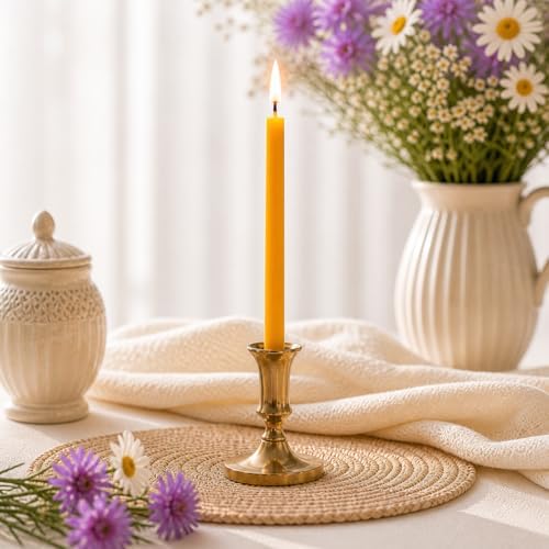 5 Renk Balmumu Mum (Beeswax Candle) 40 Adet 20 cm İnce Uzun Dilek ve Doğum Günü Mumu Doğal El Yapımı Parti Ritüel