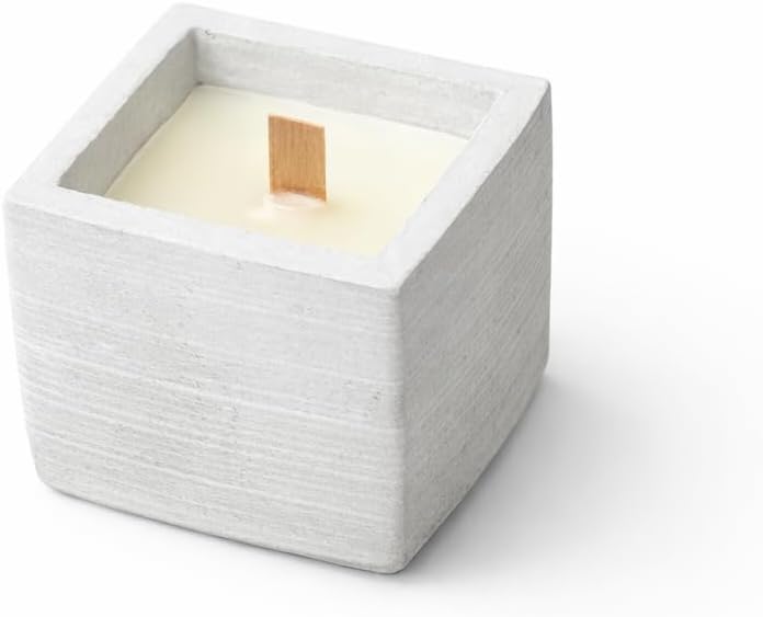 Dekoratif Sandal Ağacı Kokulu Ahşap Fitil 70 ml Kutulu Hediyelik Gri Beton Mum