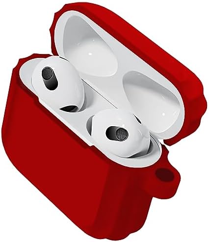 3 Uyumlu Rubber Silicone Kancalı Yumuşak Silikon Kılıf 3 Uyumlu Kulaklık Kılıfı (Kırmızı)