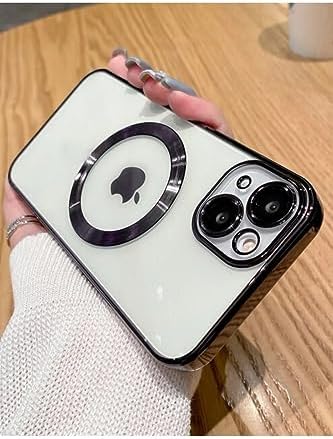 & AKSESUAR iPhone 13 ile Uyumlu Laser Şeffaf Parlak Arka Yüzey Ve Logo Detaylı Kenarları Silikon Yapıya Sahip Lens Koruyuculu Kılıf (Siyah)
