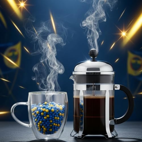 Çift Cidarlı Cam Kupa Seti | Isı Yalıtımlı Kulplu Borosilikat Kupa | Soğuk & Sıcak İçecek Termal Kupa | Espresso Latte Çay Bardağı Seti-Fenerbahçe-Galatasaray (Sarı Lacivert, Büyük 350 ml, Fenerbahçe)
