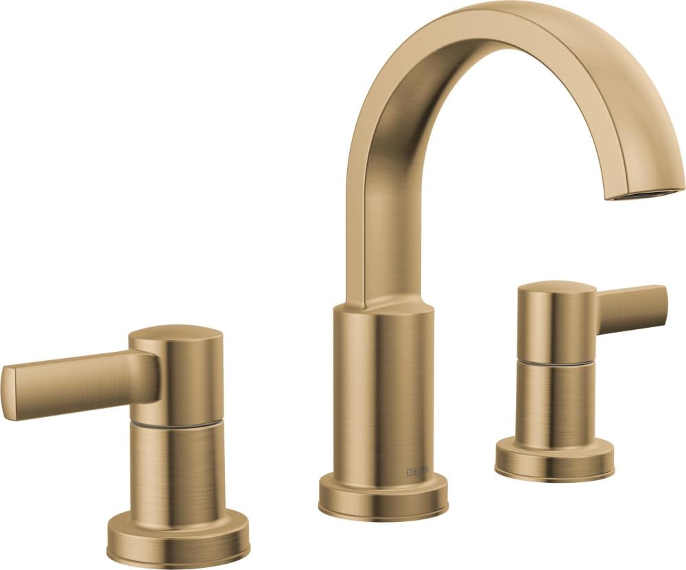 Delta Musluk Albion Yaygın Banyo Bataryası 3 Delikli, Altın Banyo Lavabo Bataryası, 2 Saplı Banyo Bataryası, Metal Push-Pop Drenaj Meclisi, 1.2 GPM Akış Hızı, Şampanya Bronz 35855LF-CZ
