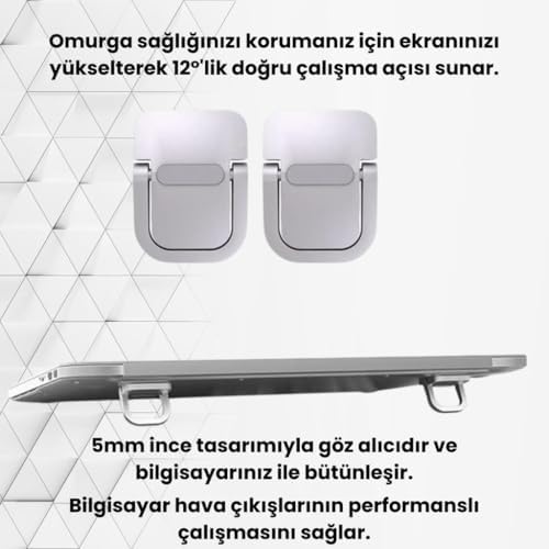 Coofbe 2 Adet Yapışkanlı Katlanılabilir Laptop Standı Portatif Macbook Bilgisayar Laptop Stand Ayagi Siyah