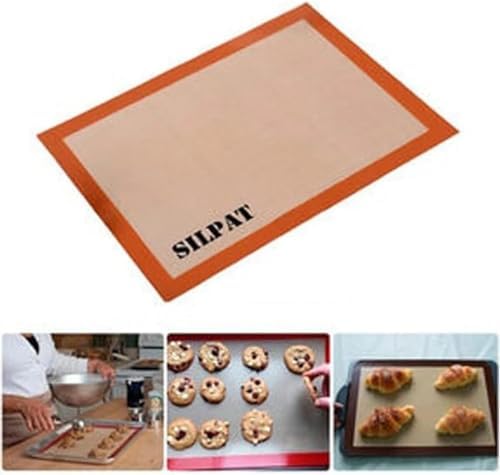 Silikon Pişirme Matı, Turuncu Kenarlı, Yapışmaz Fırın Tepsisi Altlığı