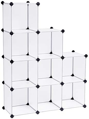 9 Bölmeli Raf Sistemi, Ayakkabı Rafı, Banyo Rafı, Giysi Dolabı, Oyuncak Dolabı, 93 x 31 x 123 cm, Beyaz Lpc115S