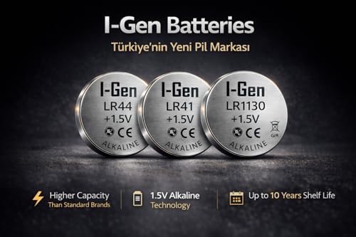 I-Gen Batteries LR1130 1.5V Alkalin Düğme Pil (AG10, L1131, 389) (20'li Paket)