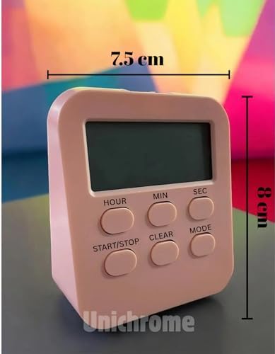 Öğrenci Ders Çalışma Saati Kronometreli Araç Saati Mutfak Bozdolabı Magnet Saat Zamanlayıcı Pembe
