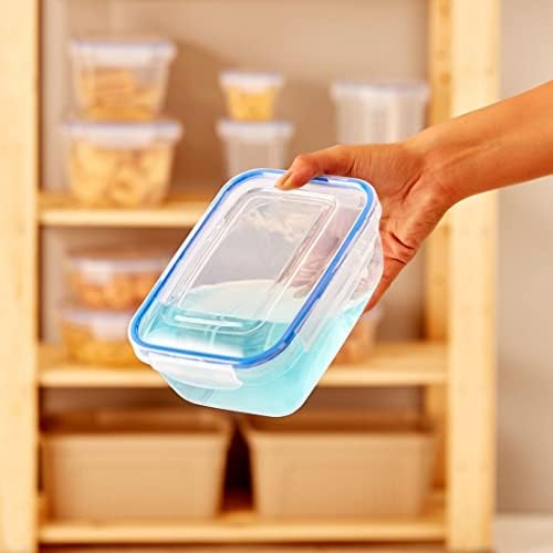 Lock & Fresh 3'lü Saklama Kabı Seti (400-800-1400 ml) - Hava Geçirmez, 4 Kilitli, Silikon Contalı, Modüler ve Yerden Tasarruflu Gıda Saklama Kabı