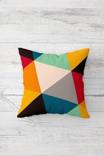 Geometrik Çizgiler Ve Renk Bloklu Gizli Fermuarlı Kırlent Kılıfı Koltuk Yastık Kılıfı Takım(4adet), Çok Renkli 45 x 45