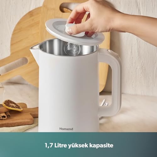 Heatrow Cooltouch 1618H Paslanmaz Çelik El Yakmaz Gövdeli Su Isıtıcısı Beyaz