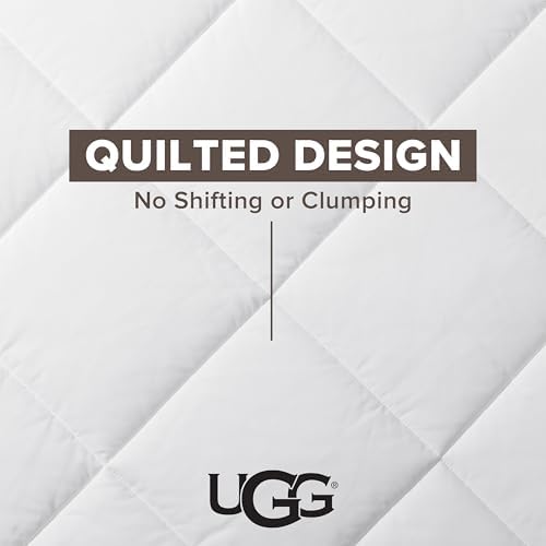 UGG 23742 Aimee Tam Kraliçe Temel Yorgan Yumuşak ve Rahat Kapitone Battaniye Makinede Yıkanabilir Otel Tarzı 228,6 x 233,6 cm Kutu Dikişli Alternatif Yorganlar, Tam/Kraliçe, Parlak Beyaz