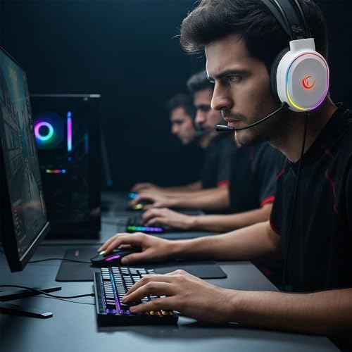 ROGUE Beyaz USB RGB Ledli Gaming Oyuncu Mikrofonlu Kulaklık