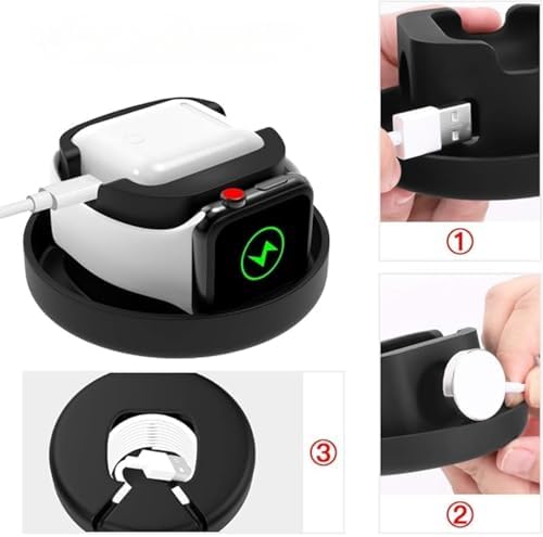 Apple Watch Taşıma Çantası AirPods 1 2 3 Uyumlu | Kablolu Şarj Destekli Sert EVA Kılıf | Darbe Emici Fermuarlı Koruma Siyah
