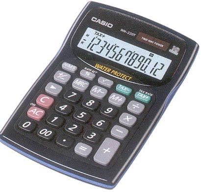 Casio WM-220MS-BU 12 Hane Mavi Suya-Toza Dayanıklı Masa Üstü Hesap Makinesi