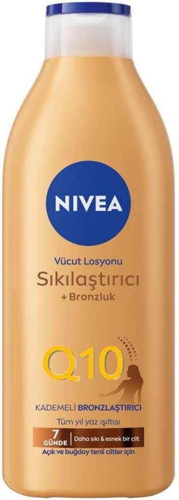 Q10 Sıkılaştırıcı Ve Kademeli Bronzlaştırıcı Vücut Losyonu 400ml, 7 Günde Sıkılaş, Açık Buğday Ten