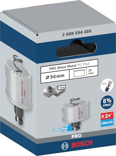 1 x Pro Sheet Metal Power Change Plus Delikli Testere (Paslanmaz Çelik Levhalar, Çelik Levhalar, Ø 54 mm, Profesyonel Aksesuar Döner Matkap/Sürücü)