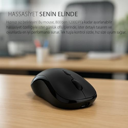 IWM-289T 2.4G Kablosuz Optik Mouse | Sessiz Tuş 1000-1200-1600 DPI Rubber Yüzey Type-C Şarjlı Sağ-Sol El Kullanım Mouse