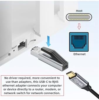 USB-C to Ethernet Adaptör, RJ45 Gigabit Ağ Dönüştürücü, 1000Mbps, CAT6 Uyumlu, Mac Pro Tablet Laptop için Ethernet