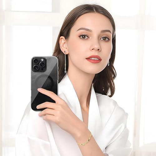 iPhone 16 Plus için ShineMag Serisi MagSafe ile Uyumlu Göz Alıcı ve Şık Metalize Arka Tasarım Yüksek Kalite Materyal Premium Hybrid Kılıf Kapak (Siyah, 16 Plus)