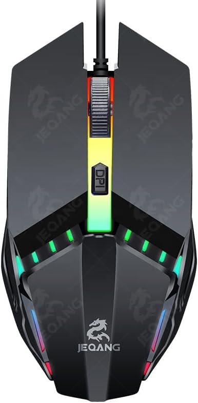 Kablolu Mouse, RGB LED Işıklı, Gaming Oyun Uyumlu Mouse, 1600 DPI, 4D Optik Sensör, Ergonomik Tasarım, Siyah Tak Kullan (DPI)