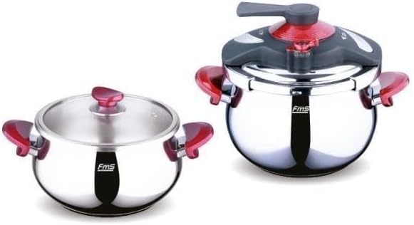 FMS Venüs İkiz 5 + 7 Litre Güveç Düdüklü Tencere Seti + Cam Kapak Kırmızı 3029