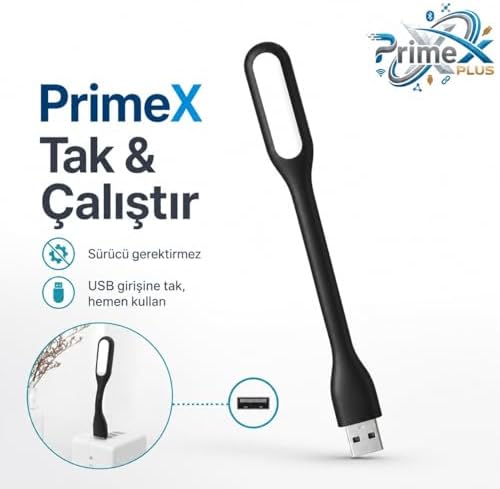 PX-40 Siyah USB LED Aydınlatma, Esnek Gövdeli Taşınabilir USB Lamba, Güçlendirilmiş Beyaz Işık, Laptop Notebook Powerbank PC İçin Tak Çalıştır Mini USB Led Okuma Lambası